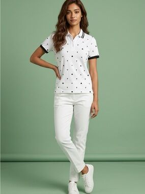 Tilley Loves Golf Classic White Polo Top with Black Trim